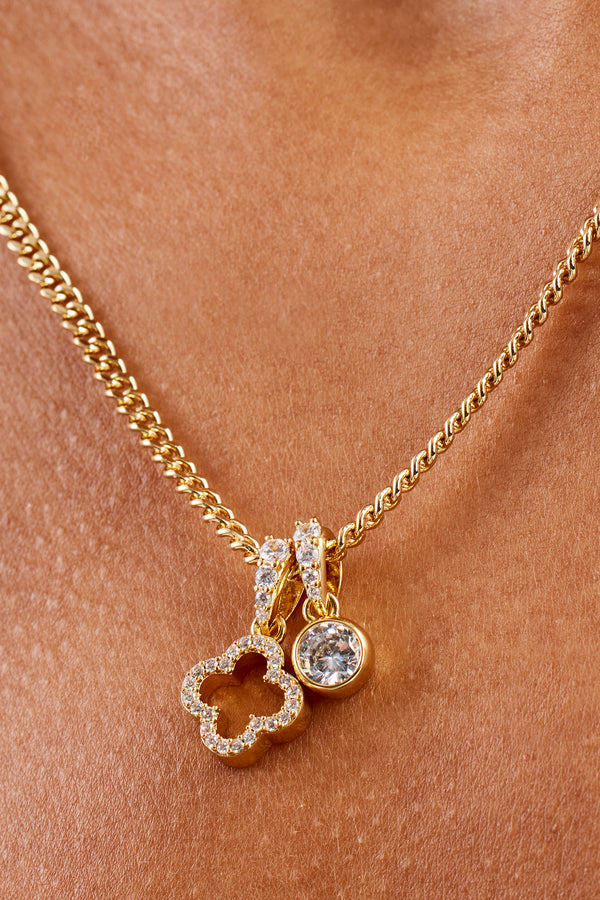 Halskette mit Eismotiv-Umriss und Edelstein – 10 mm – Gold