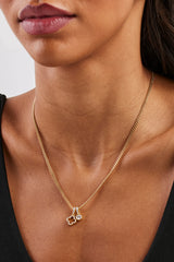 Iced Motif Outline & Gemstone Necklace - 10mm - Gold