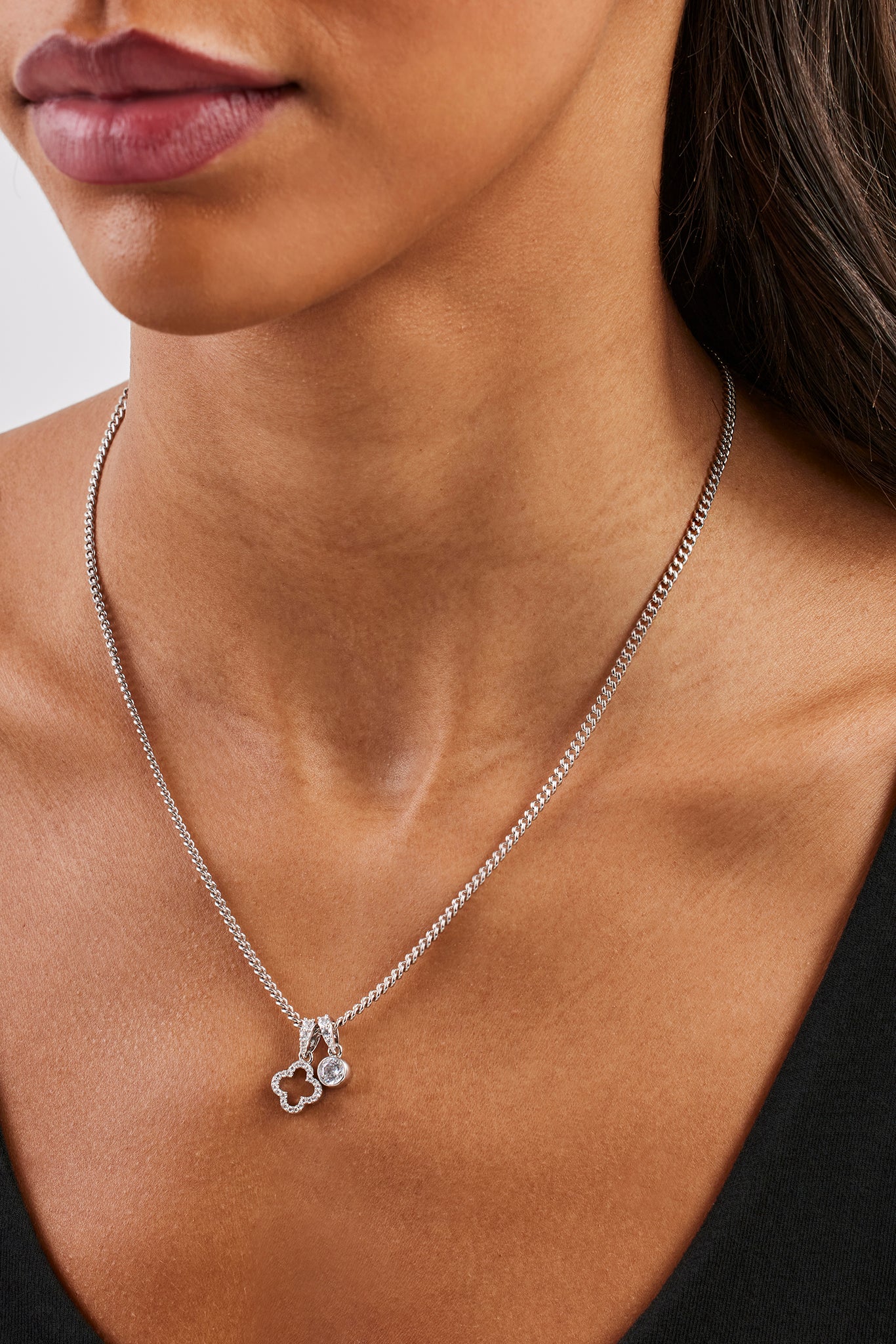 Iced Motif Outline & Gemstone Necklace - 10mm