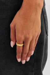 Iced Motif Polished Band Ring - 6mm