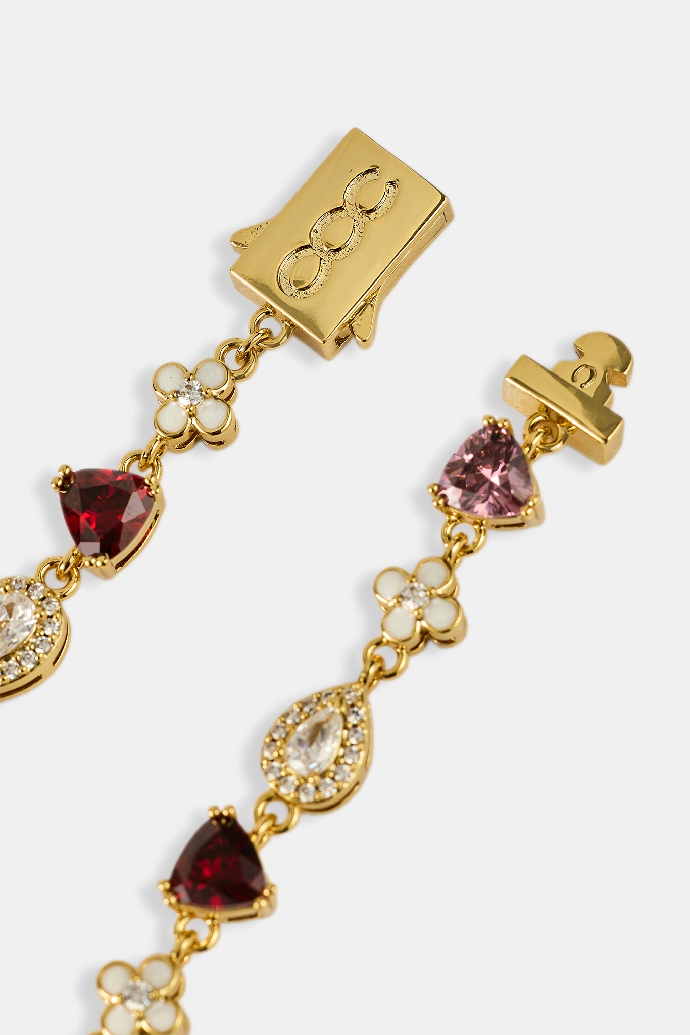 Armband mit rosafarbenem, mehrfarbigem Edelsteinmotiv – 6 mm