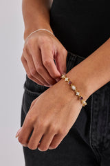 Armband mit rosafarbenem, mehrfarbigem Edelsteinmotiv – 6 mm