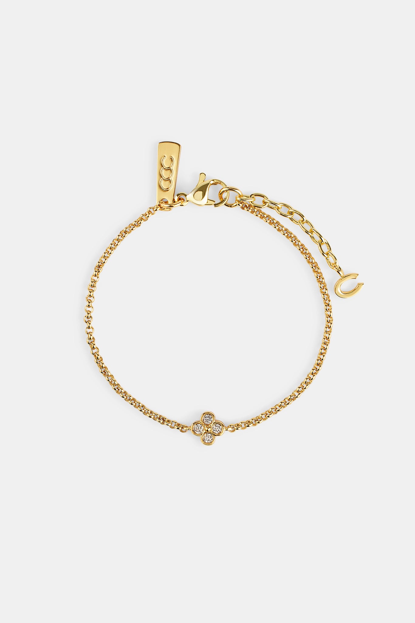 Iced Motif Rolo Bracelet - 6mm - Gold