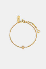 Iced Motif Rolo Bracelet - 6mm - Gold