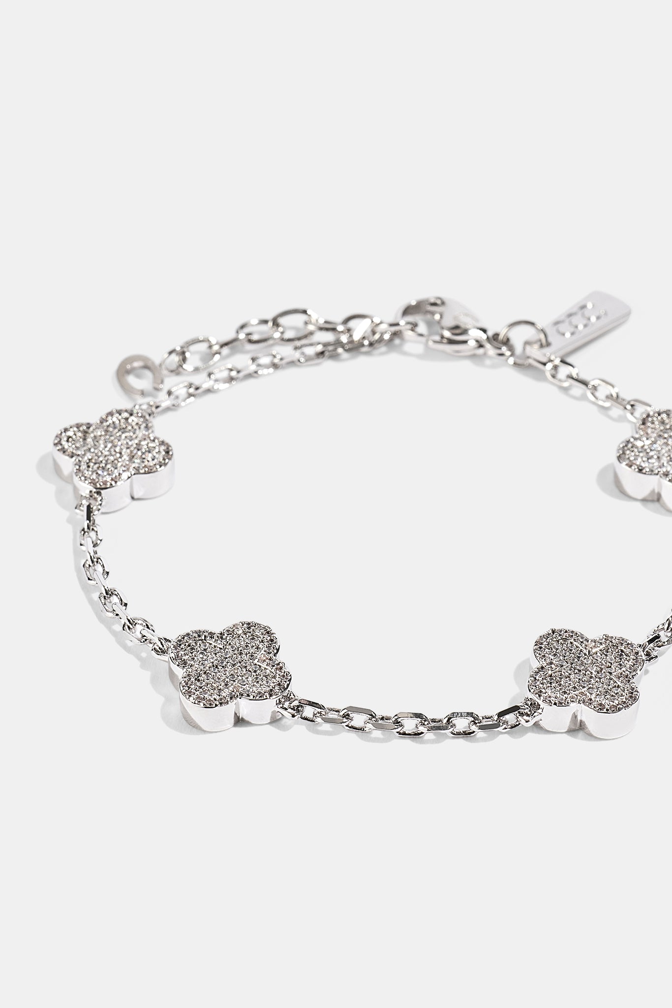Iced Motif Rolo Link Bracelet - 12mm - White