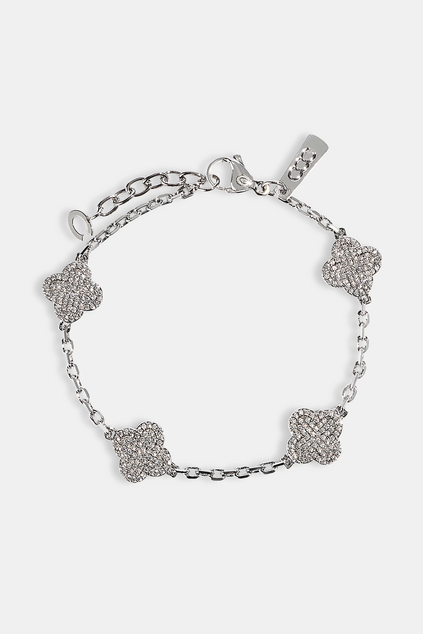 Iced Motif Rolo Link Bracelet - 12mm - White