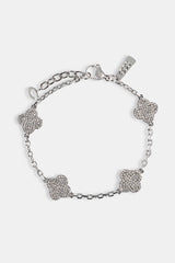 Iced Motif Rolo Link Bracelet - 12mm - White