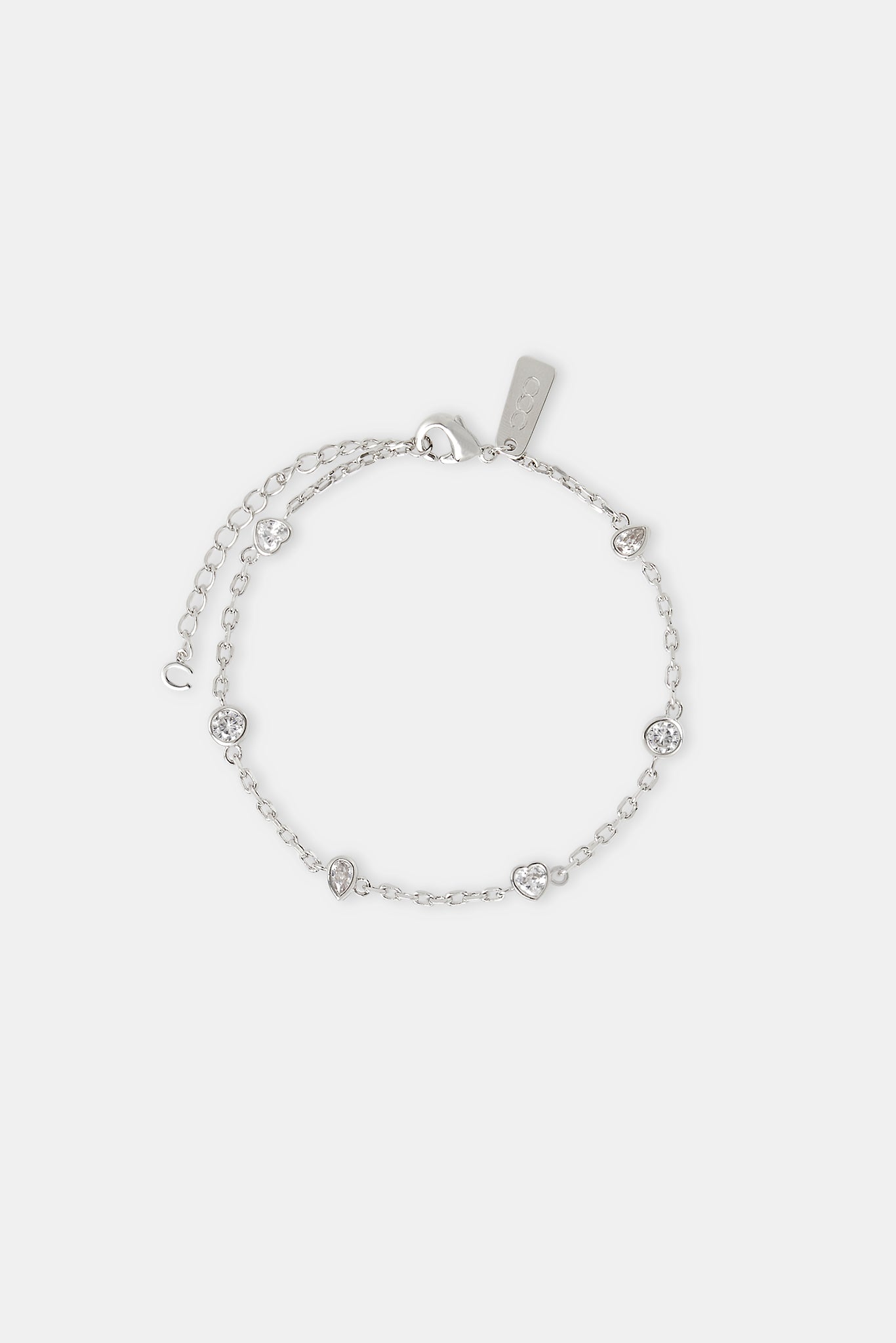 Iced Mix Stone Anklet - 6mm - White