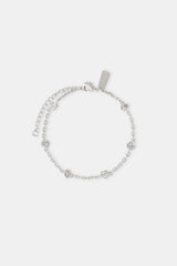 Iced Mix Stone Anklet - 6mm - White