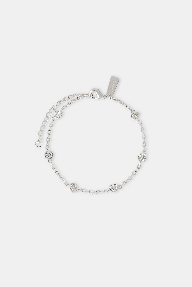 Iced Mix Stone Anklet - 6mm - White