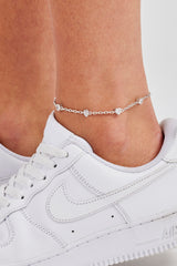 Iced Mix Stone Anklet - 6mm - White
