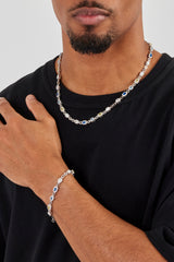 Iced Mixed Gemstone & Opal Link Chain & Bracelet - 6mm