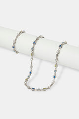 Iced Mixed Gemstone & Opal Link Chain & Bracelet - 6mm