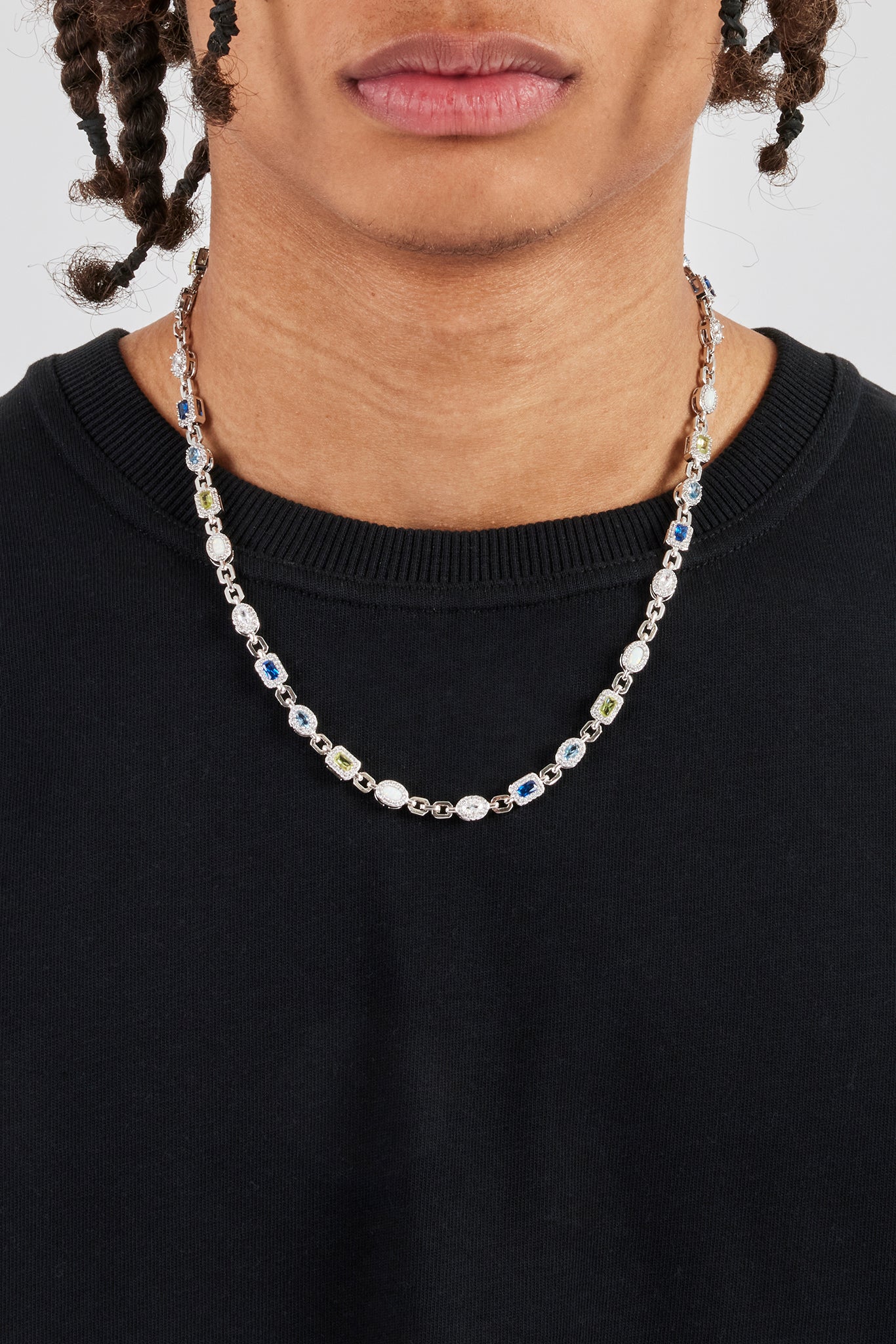 Eisige gemischte Edelstein- und Opalgliederkette – 6 mm