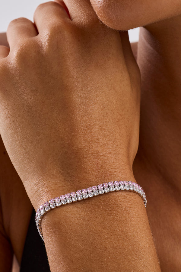 Iced & Pink Double Tennis Bracelet - 5mm