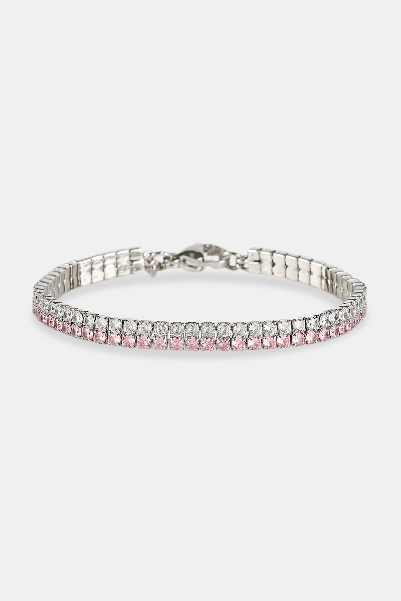 Iced & Pink Double Tennis Bracelet - 5mm