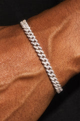 Iced Prong Cuban Bracelet - 5mm - White