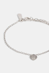 Iced Pave Heart Micro Bracelet - 6mm - White