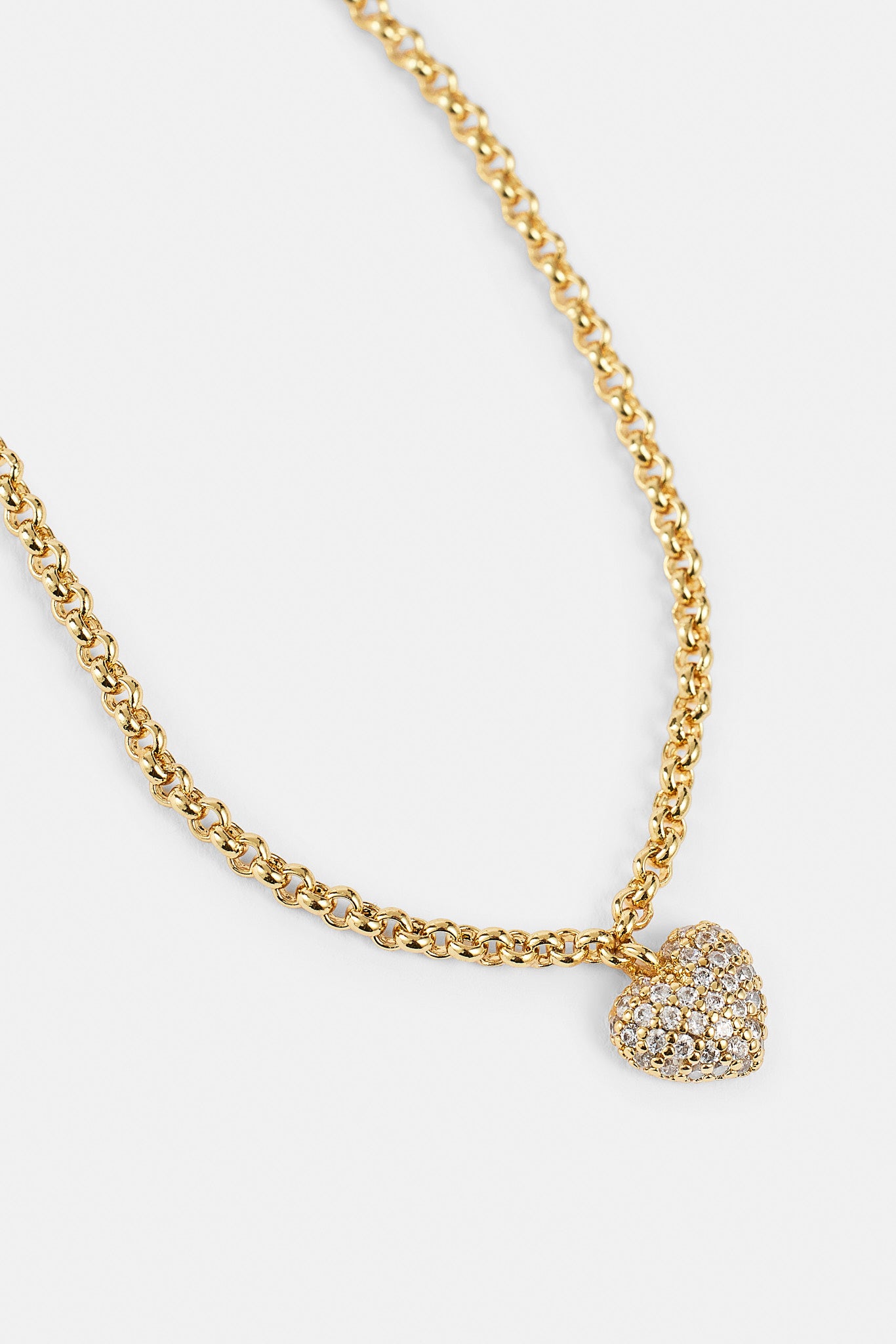 Iced Pave Heart Micro Necklace - 6mm - Gold