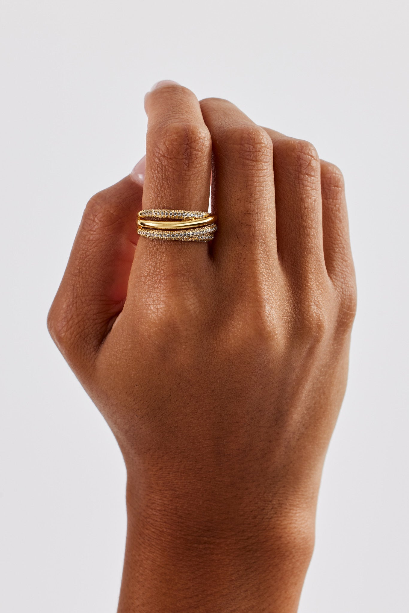 Iced Pave Lagenring poliert – 8 mm