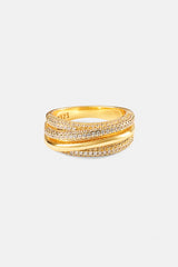 Iced Pave Layered Polished Ring - 8mm
