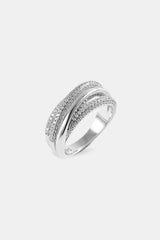 Iced Pave Layered Polished Ring - 8mm - White