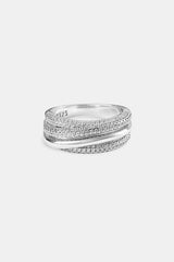 Iced Pave Layered Polished Ring - 8mm - White