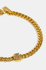 Iced Cross Miami Cuban Armband – 8 mm – Gold