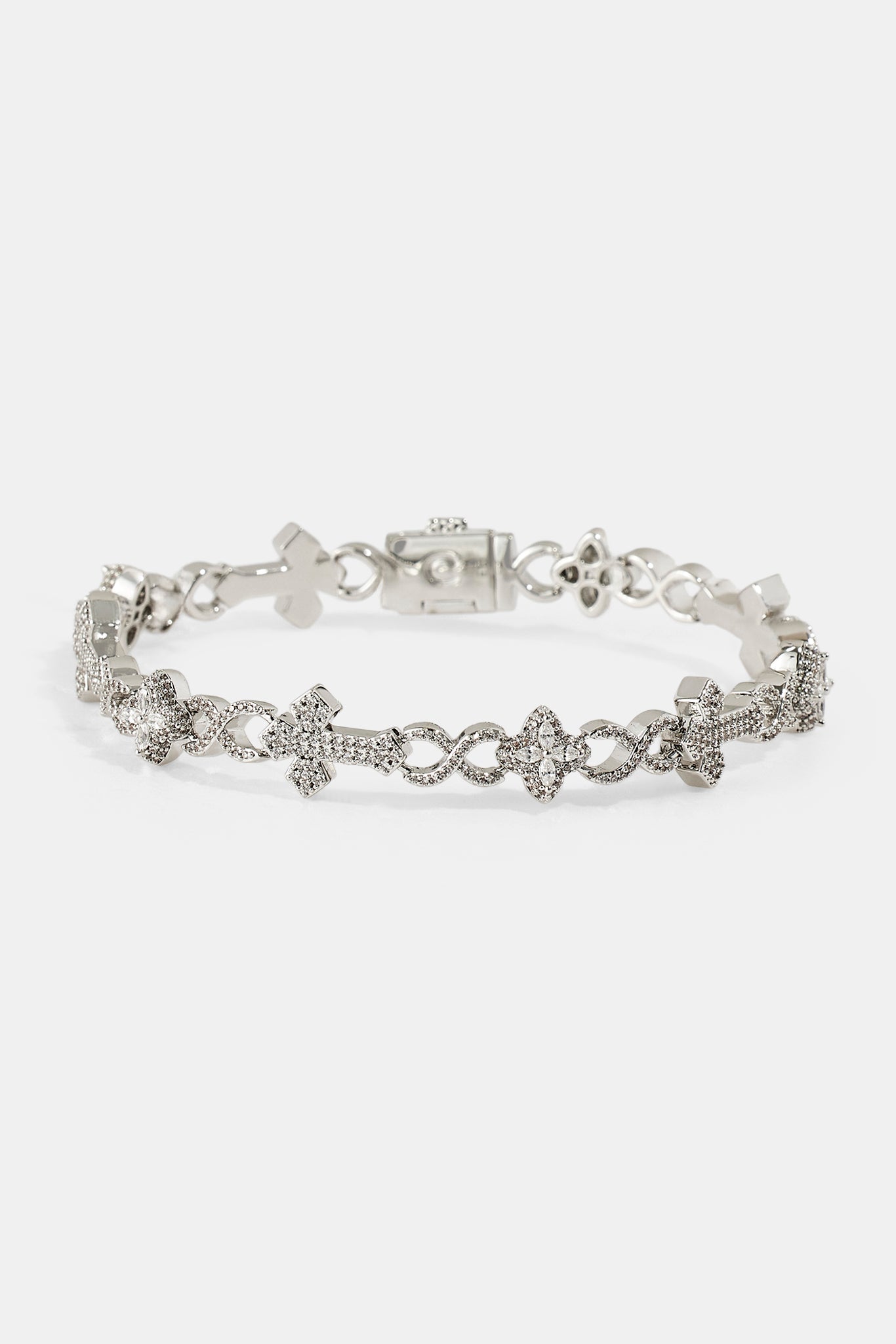 Iced Cross & Motif Infinity Bracelet - 10mm