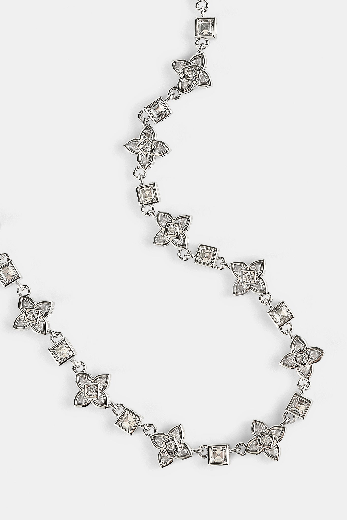 Iced Cross Motif & Square Stone Chain - 8mm