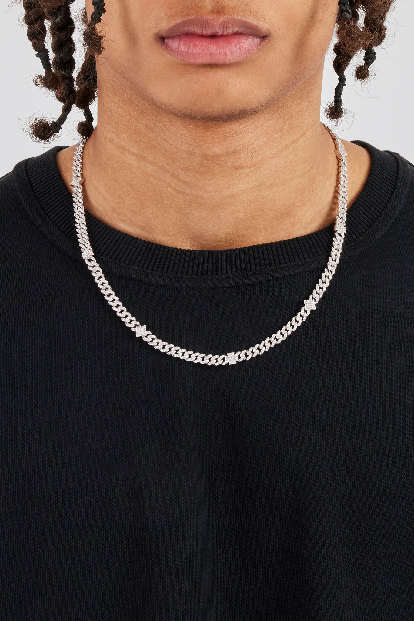 Iced Cross & Star Motif Cuban Chain - 6mm