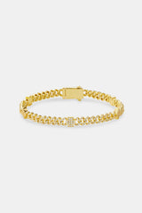 Iced Cross & Star Motif Cuban Bracelet - 6mm - Gold