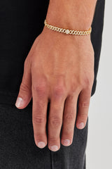 Iced Cross & Star Motif Cuban Bracelet - 6mm - Gold