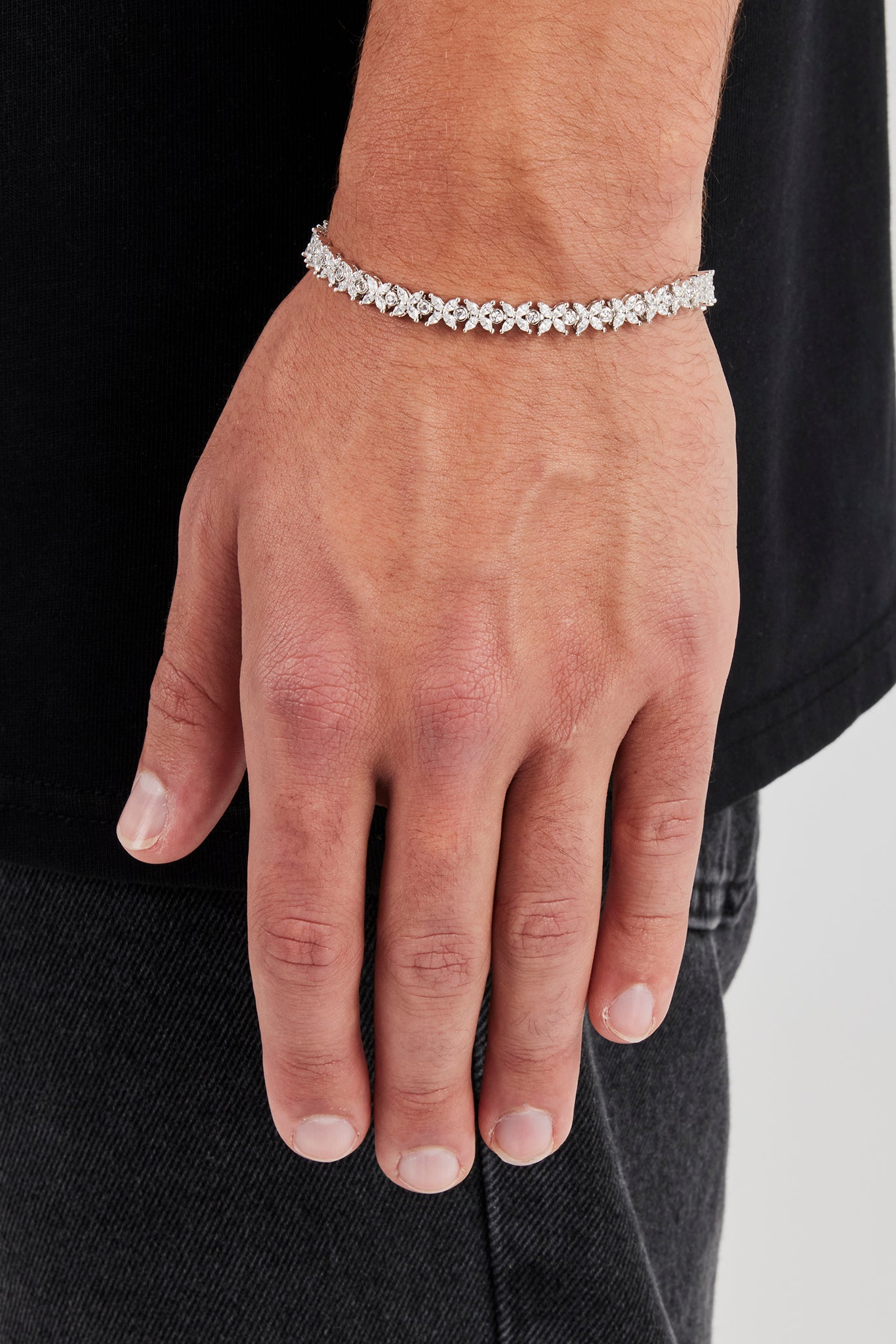 Iced Stone Cross Bracelet - 6mm