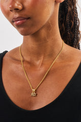 CZ Star & Outline Motif Necklace - 10mm - Gold
