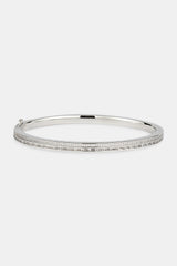 Iced Tennis & Baguette Stone Bangle - 4mm - White