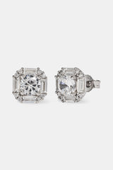 Ohrstecker "Iced CZ Baguette Square" - 10 mm - Weiß