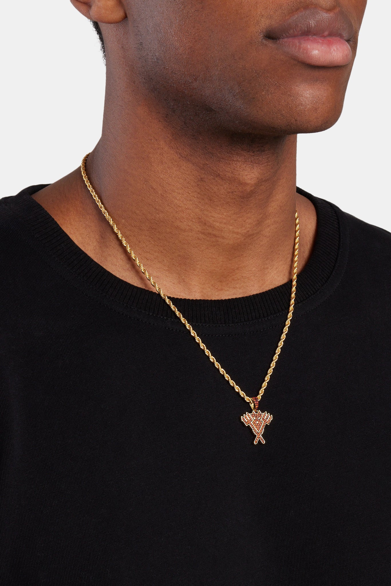 Iced CZ Teufelsanhänger - Gold