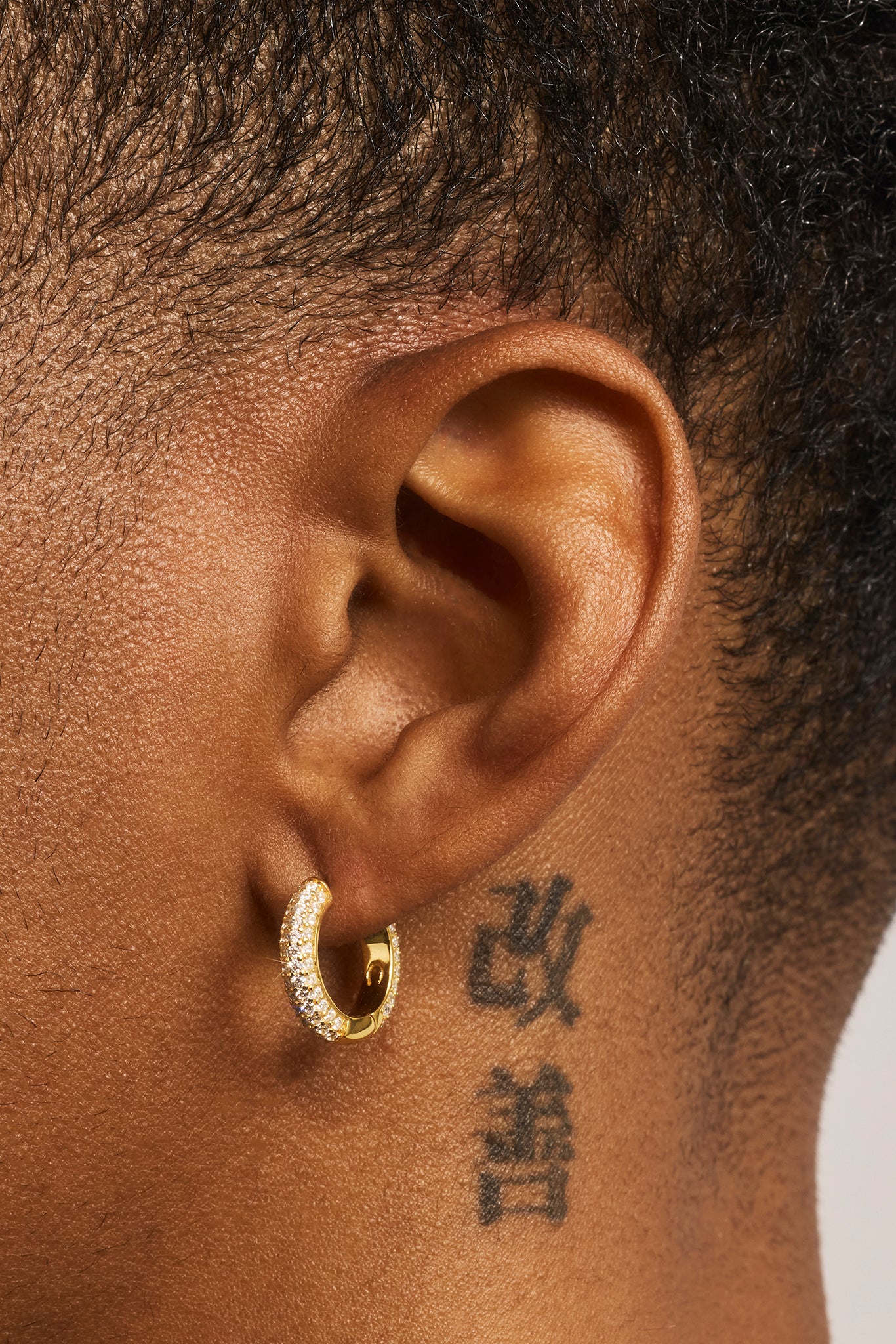 Iced Hoop Earrings - 15mm - Gold
