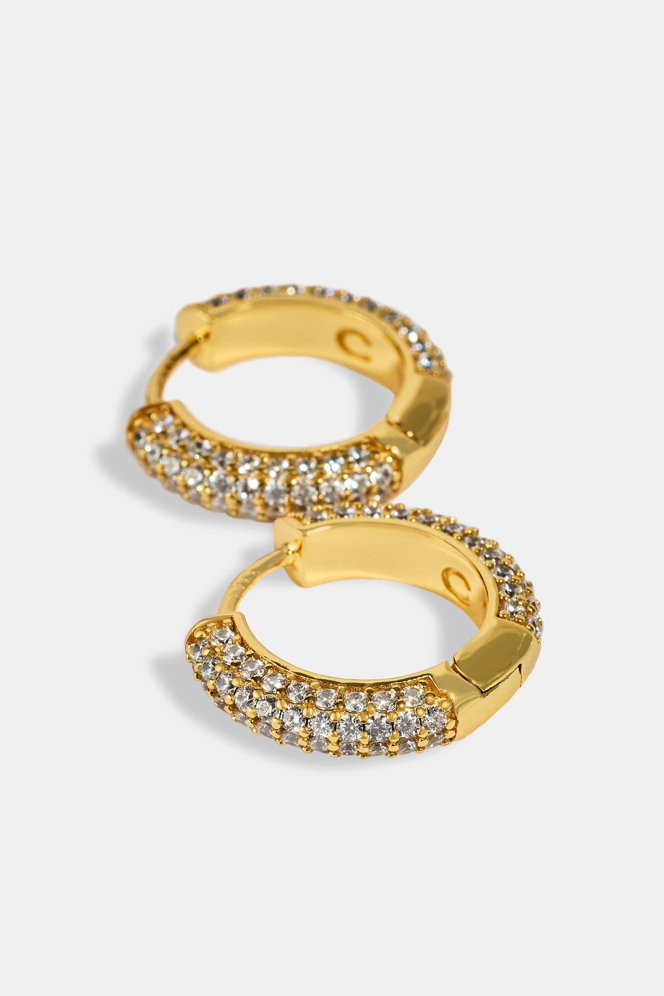 Iced Hoop Earrings - 15mm - Gold