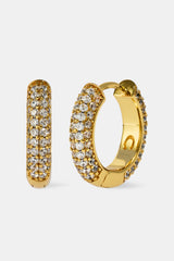 Iced Hoop Earrings - 15mm - Gold