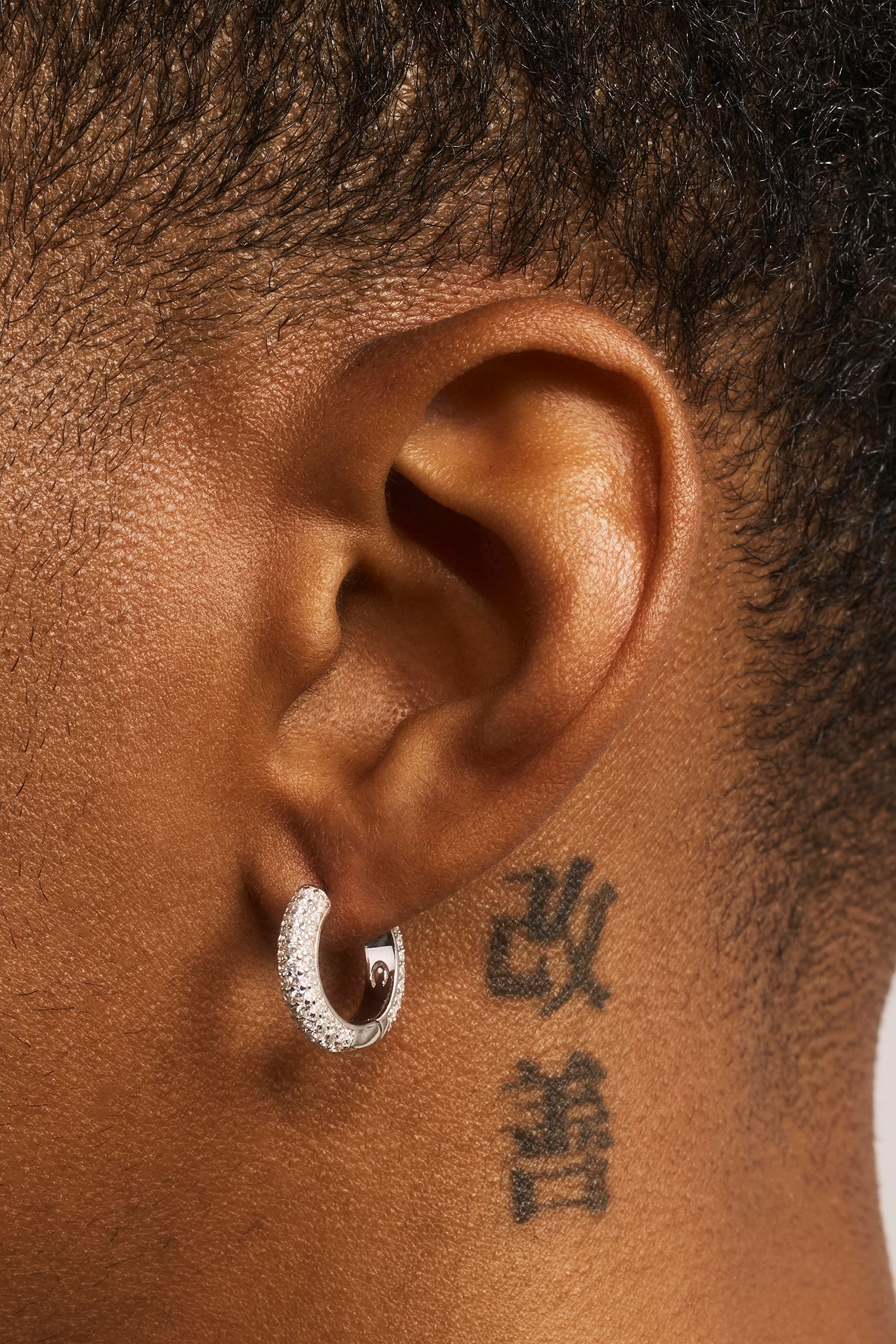 Iced Hoop Earrings - 15mm - White