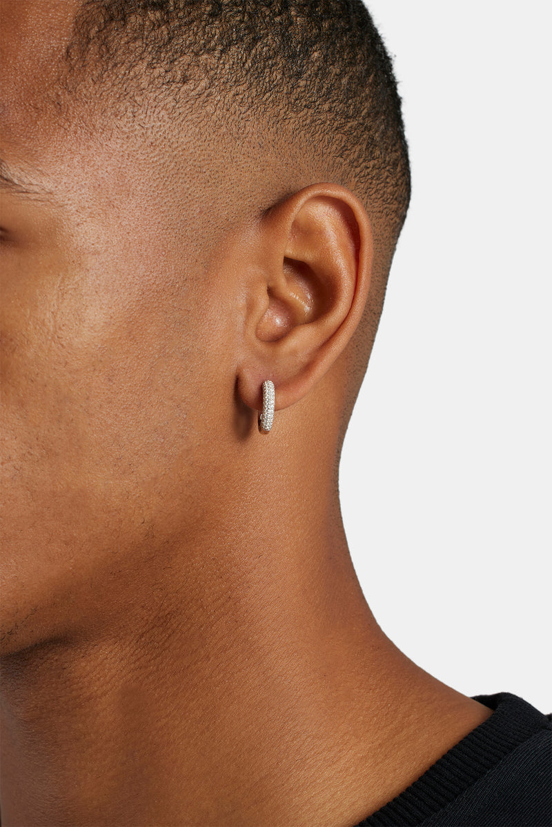 Iced Hoop Earrings Silver – Cernucci - Main Image