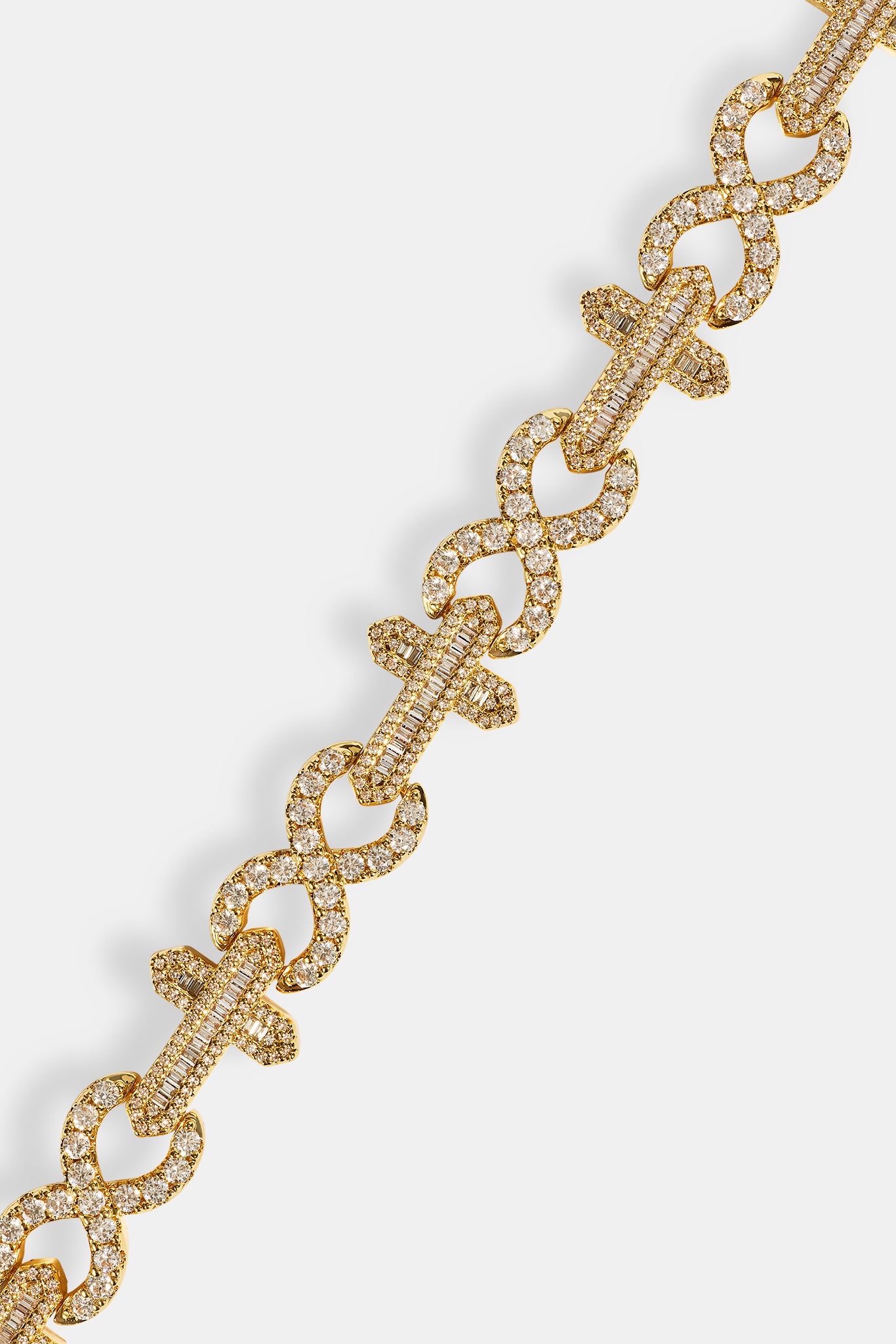 Iced Cross & Infinity Bracelet - 10mm - Gold