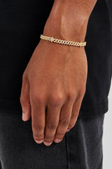 Iced Star Cross Cuban Bracelet - 5mm - Gold
