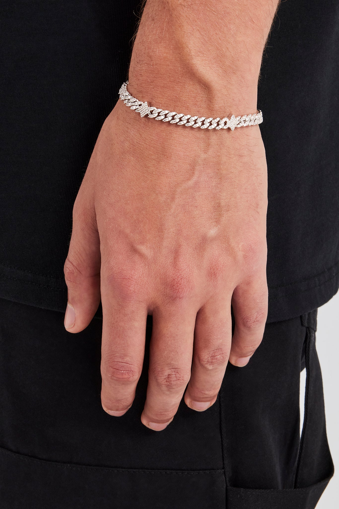 Iced Star Cross Kubanisches Armband – 5 mm