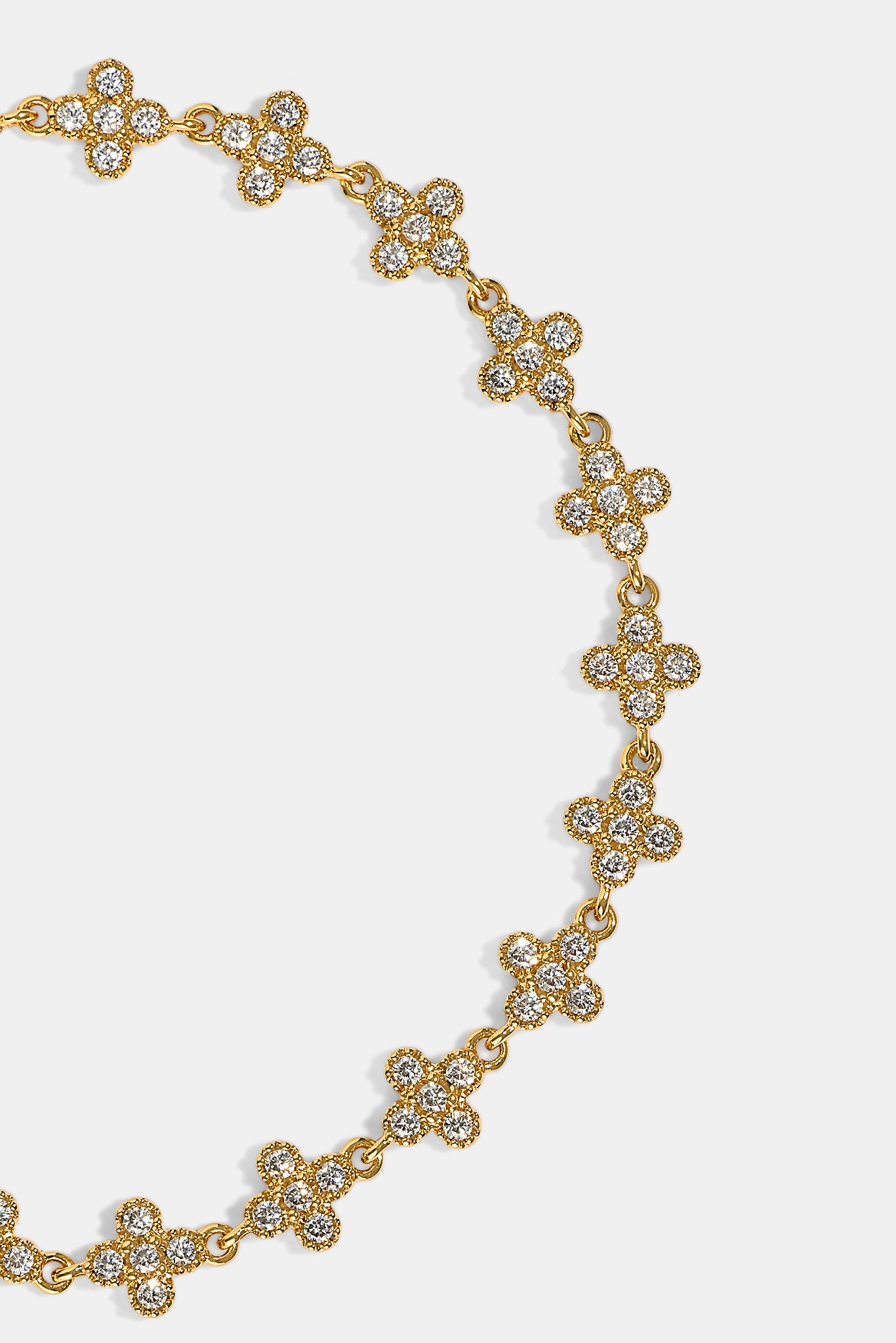 Iced Connecting Motif Bracelet - 5mm - Gold