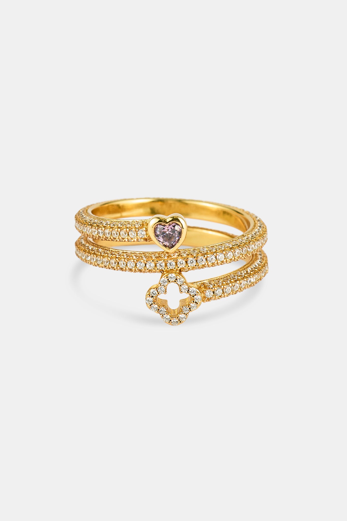 Twist Heart & Motif Ring - 6mm - Gold