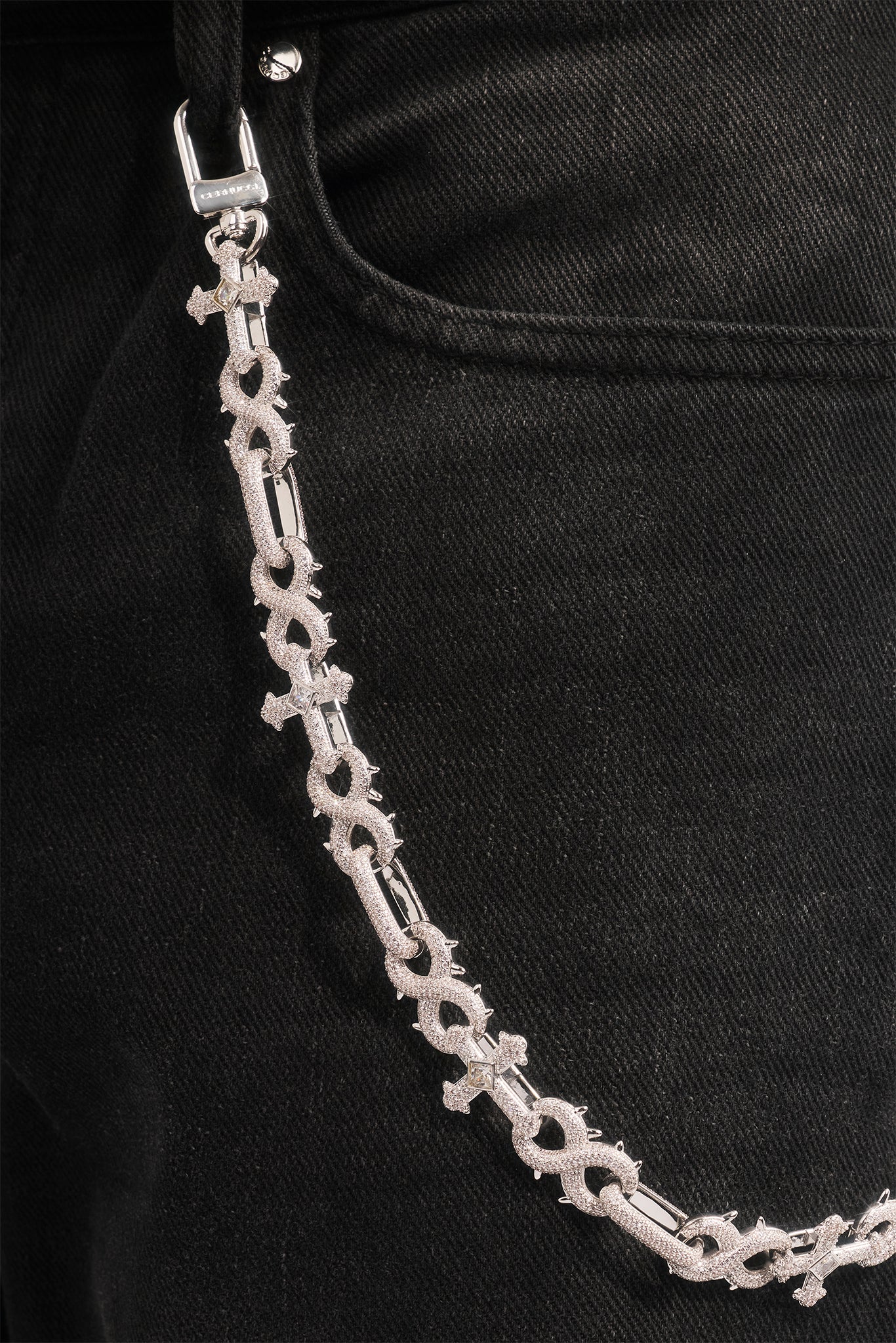 Iced Cross & Infinity Jean Chain - 20mm - White