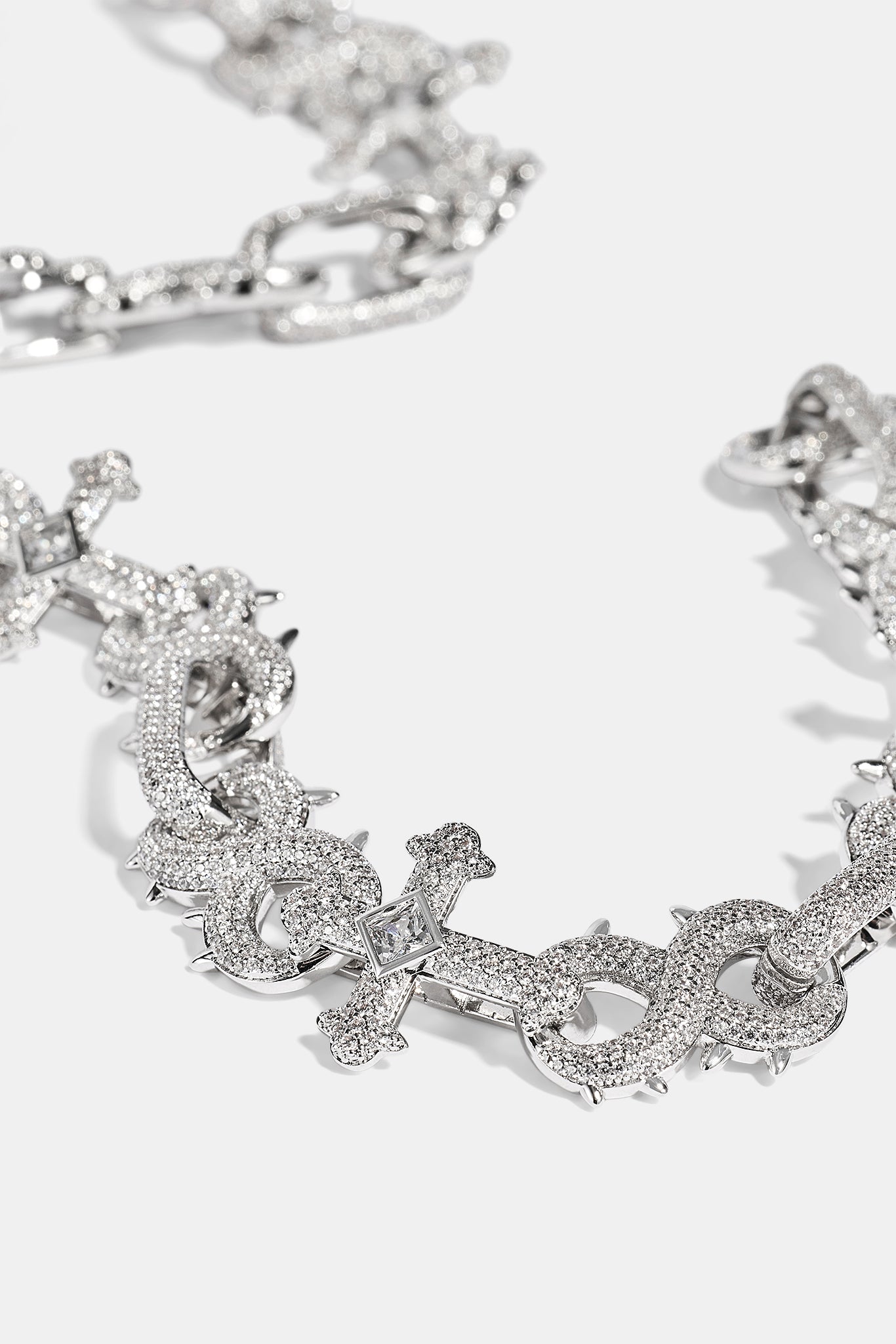 Iced Cross & Infinity Jean Chain - 20mm - White